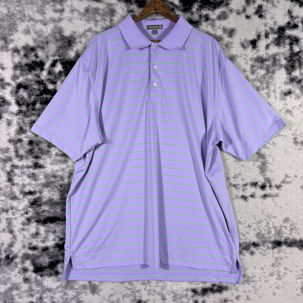 Peter Millar Polo Shirt Mens Size XL Light Purple Performance Stretch Summer